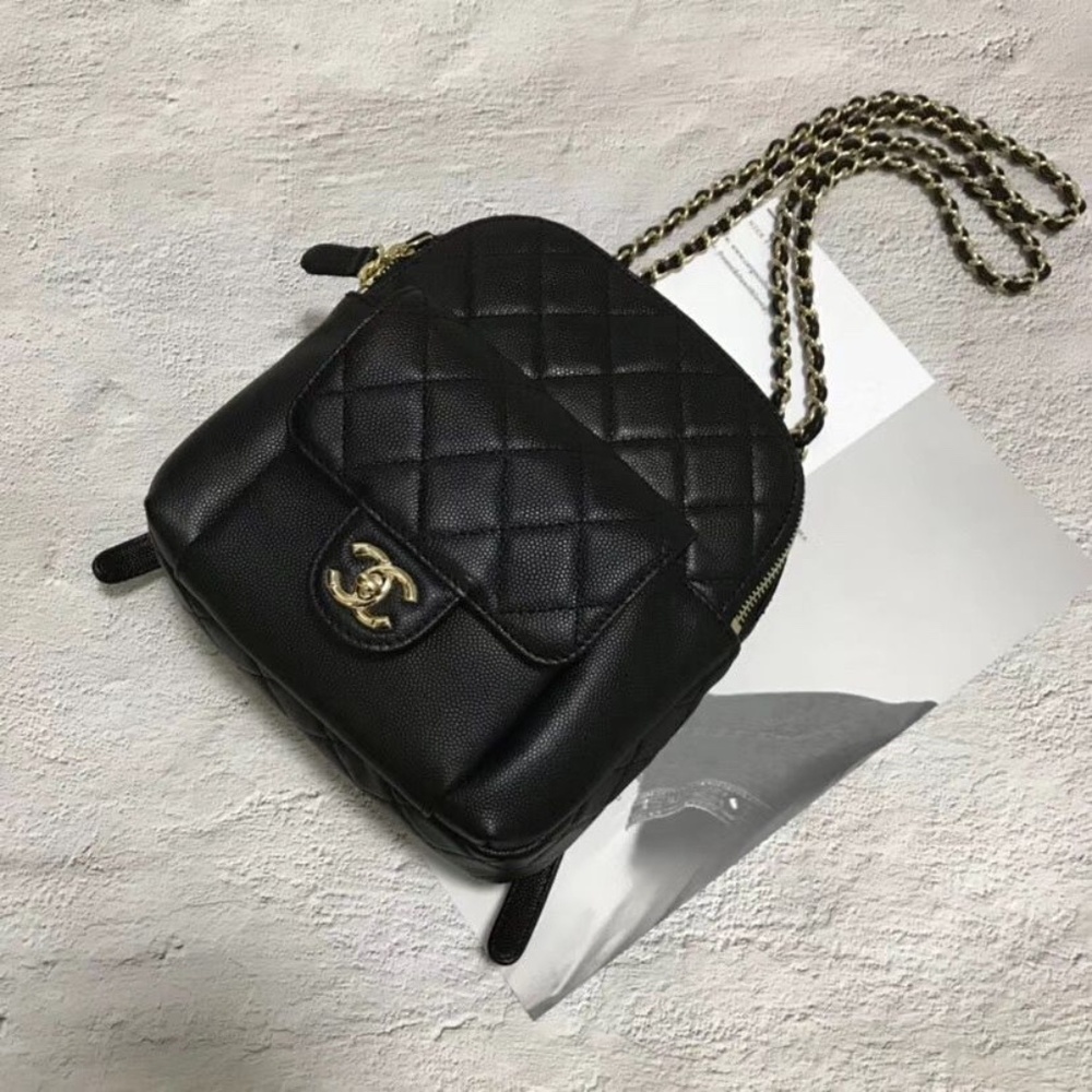 CHANEL Caviar Quilted Small CC Day Backpack Black